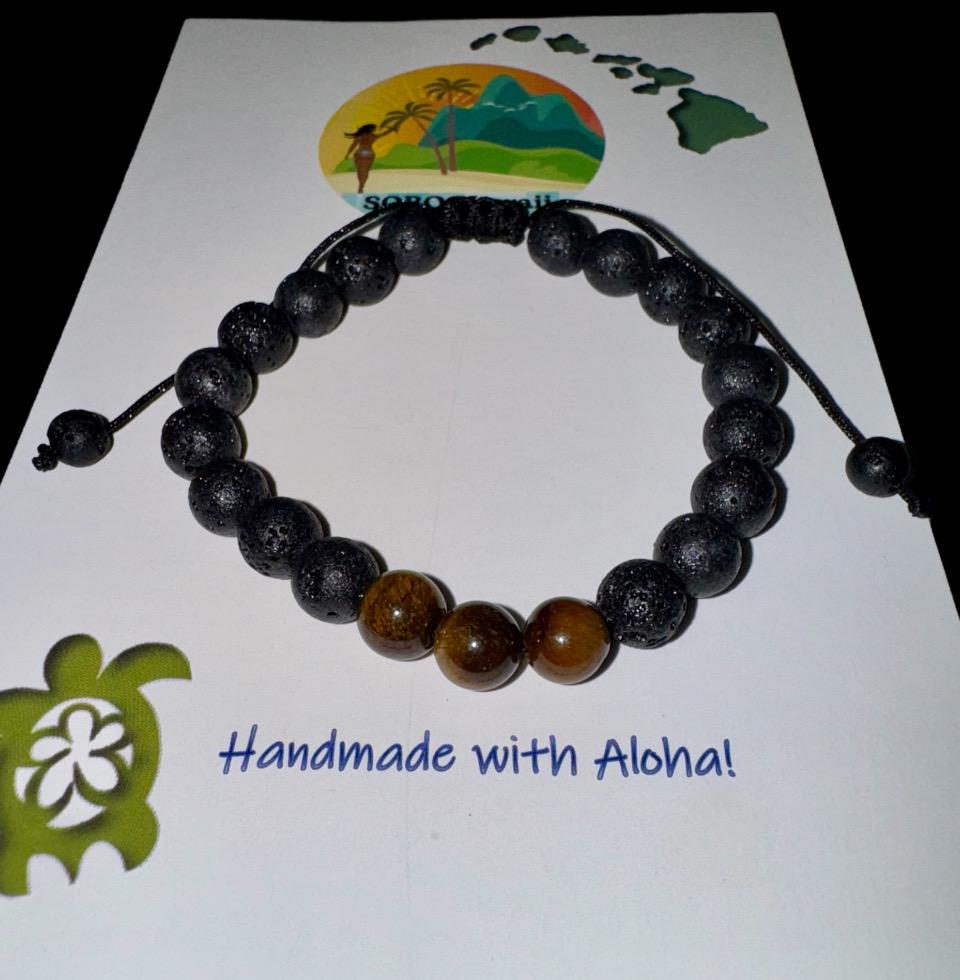 Adjustable Lava Rock & Gemstone Bracelets