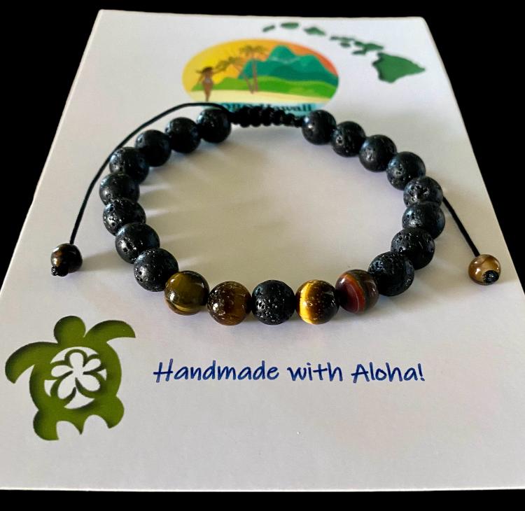 Adjustable Lava Rock & Gemstone Bracelets