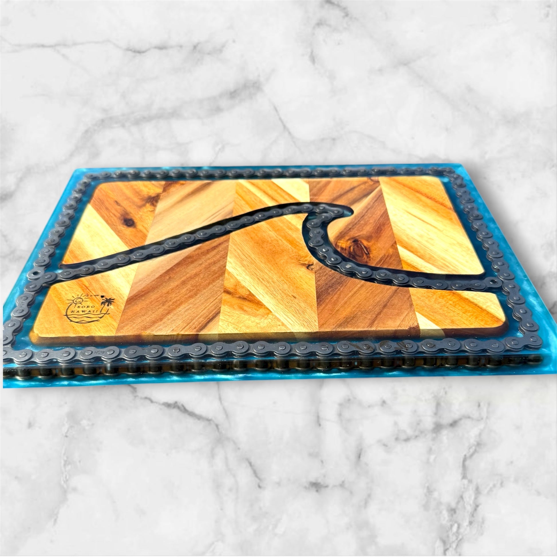 $10 RAFFLE! Bike Chain Ocean Cutting Board