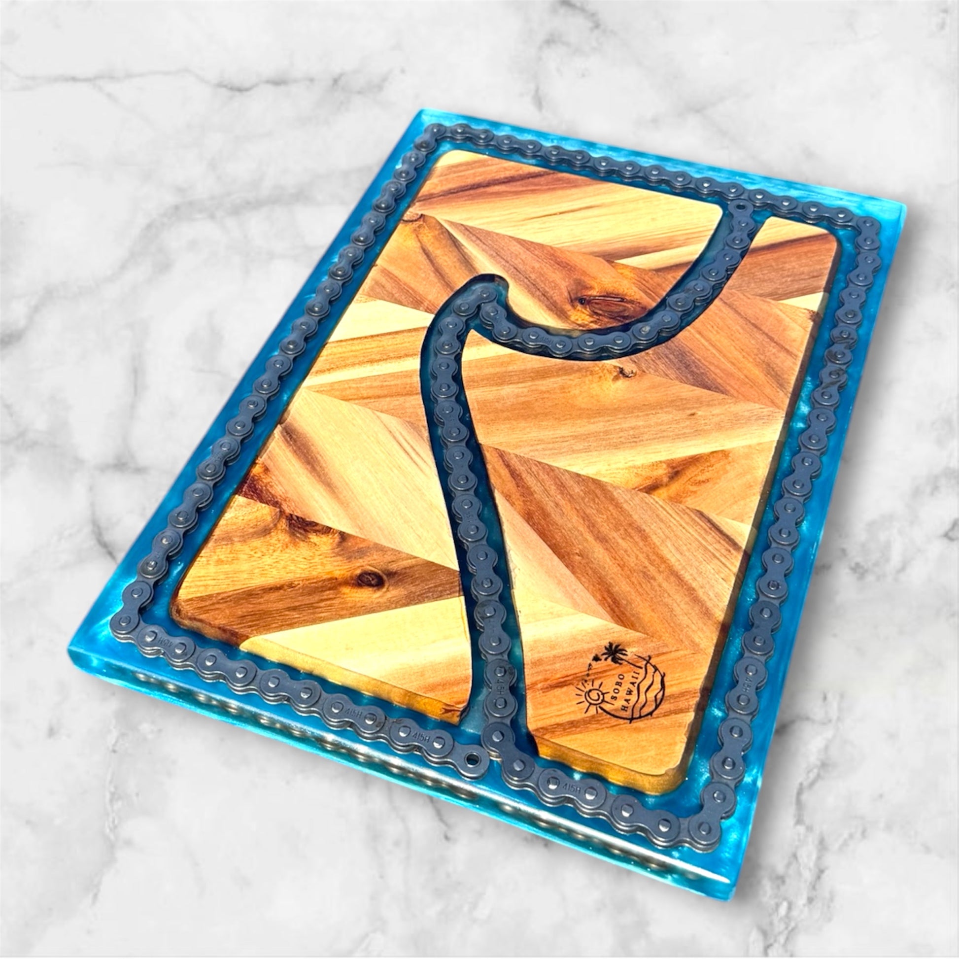 $10 RAFFLE! Bike Chain Ocean Cutting Board