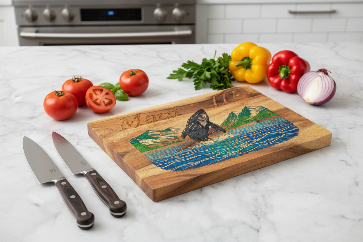 Maui Breaching Whale Cutting Board