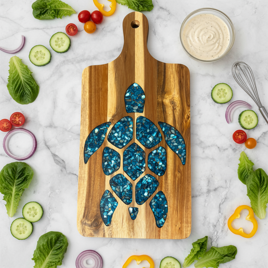Hawaiian Honu Abalone Shell Inlay Cutting Board