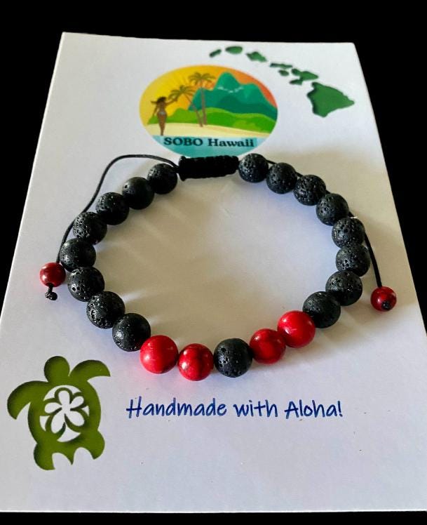 Adjustable Lava Rock & Gemstone Bracelets