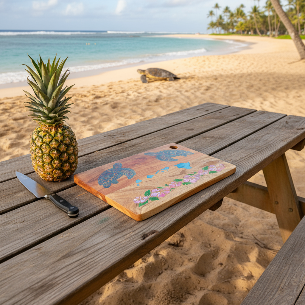 Honu (Turtle) Flower Islands Cutting Board