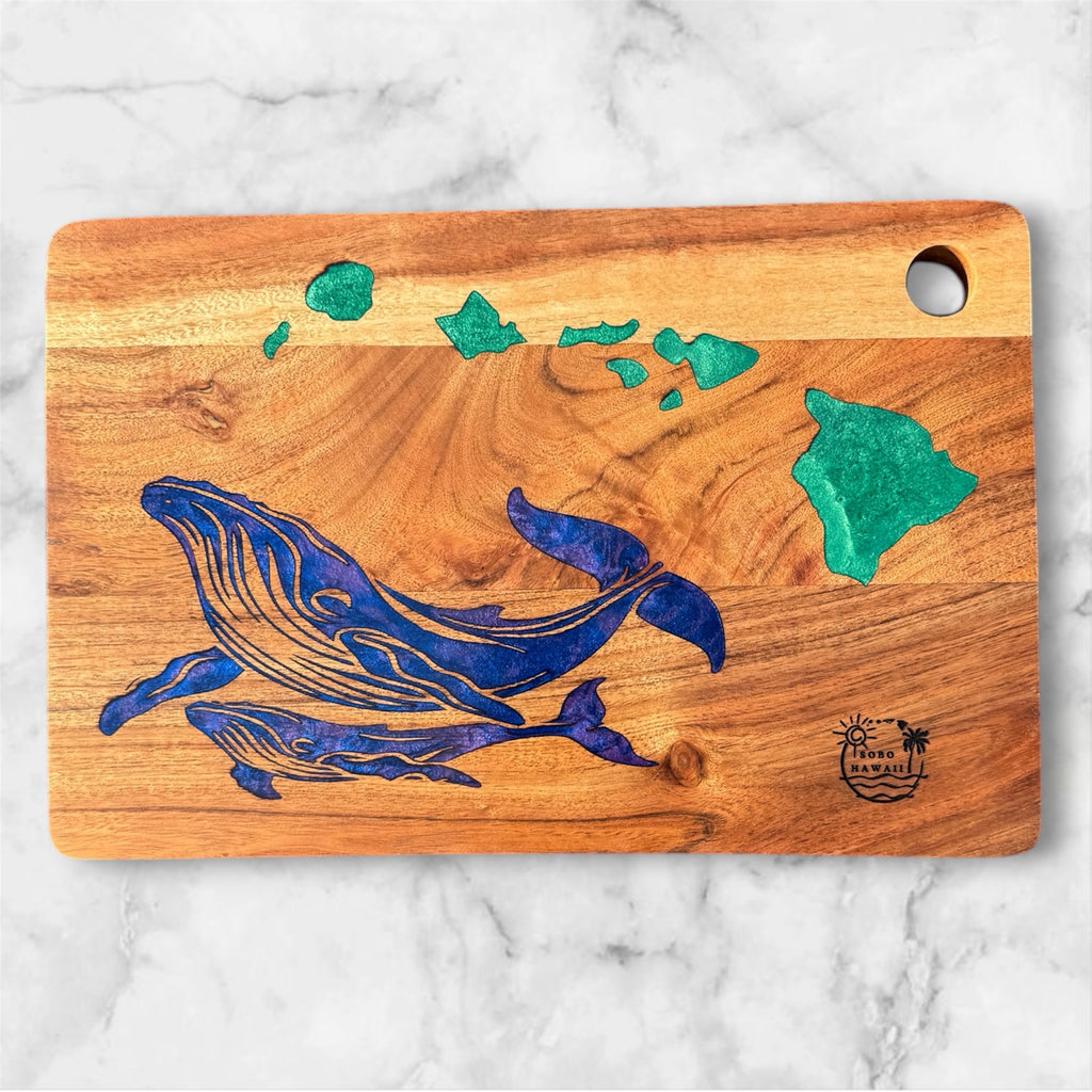 Mom and Baby Whale with Islands Cutting Board
