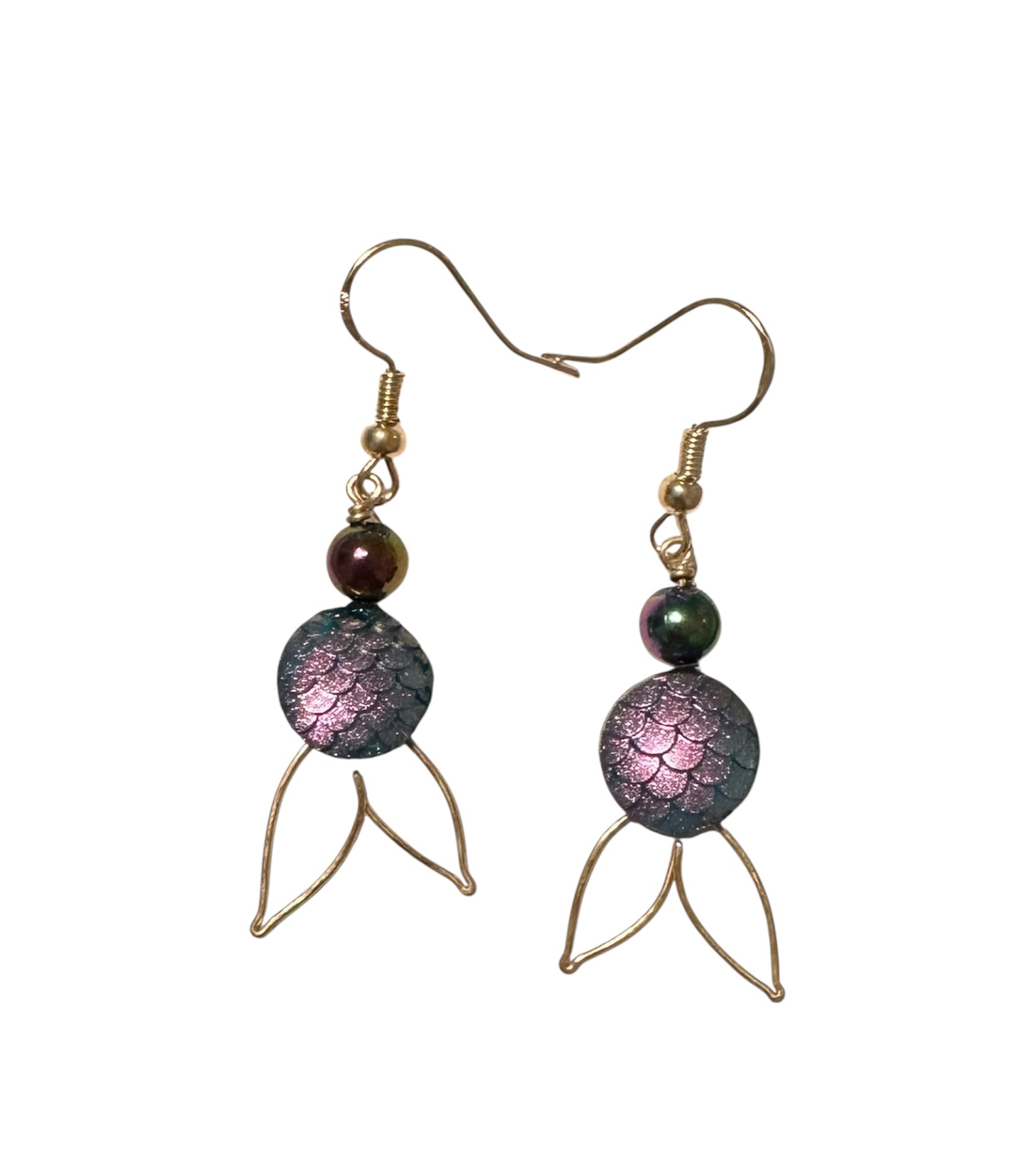 Abalone Mermaid Tail Earrings by Queen Bea Creations Maui