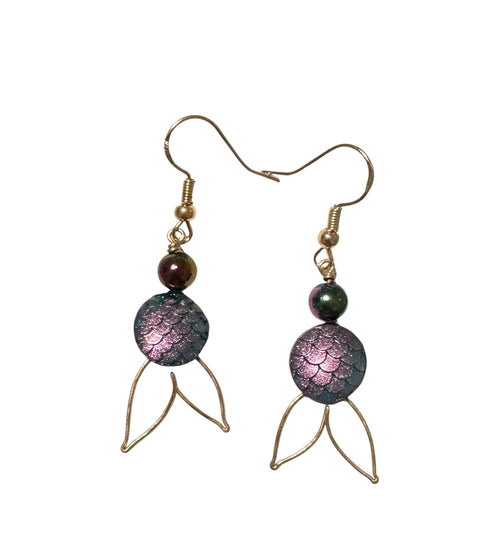 Abalone Mermaid Tail Earrings by Queen Bea Creations Maui