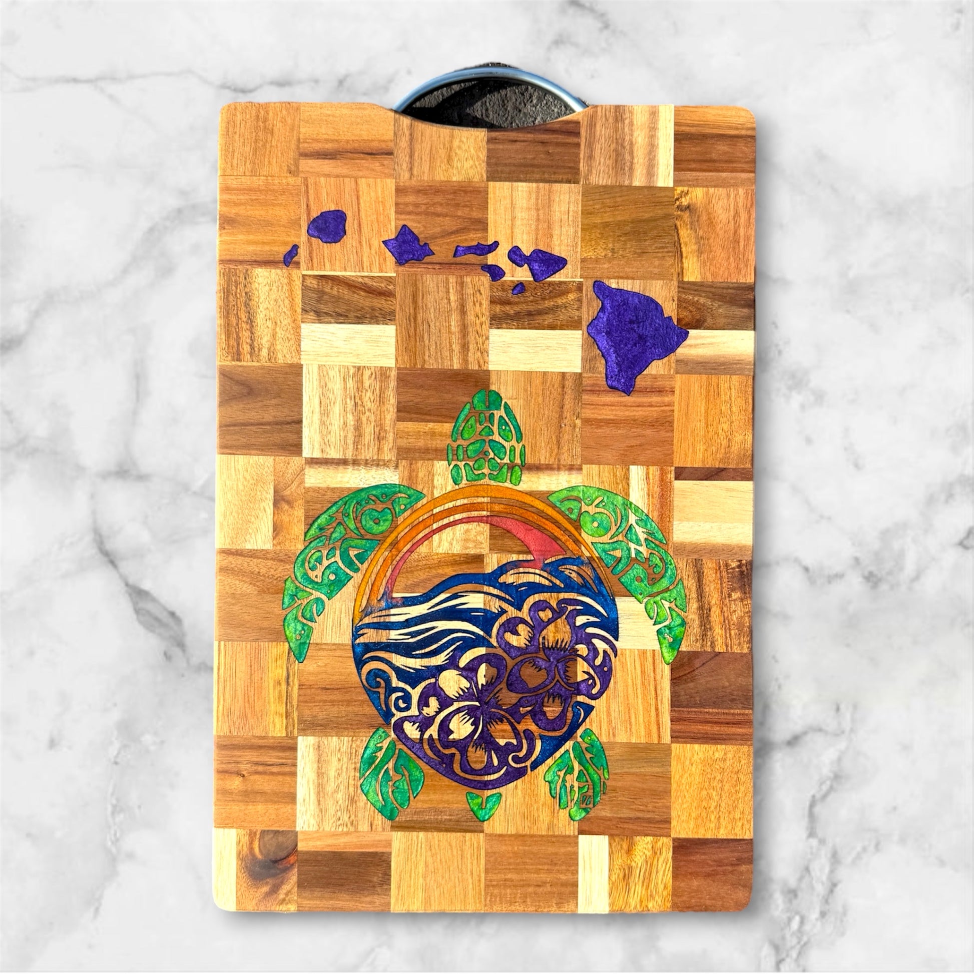 Rainbow Honu (Turtle) Islands Cutting Board