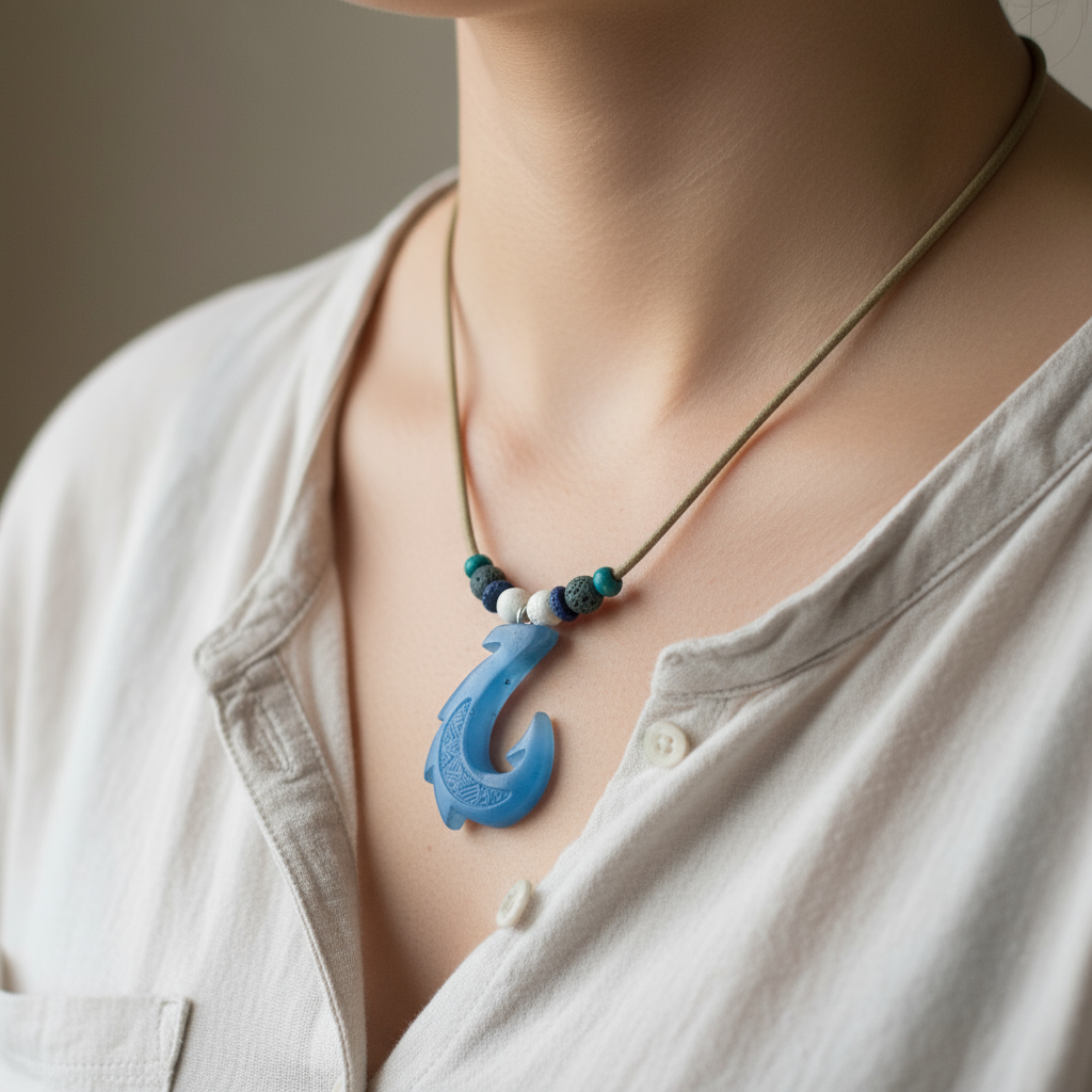 Hawaiian Hook Necklace (Frosty Blue)