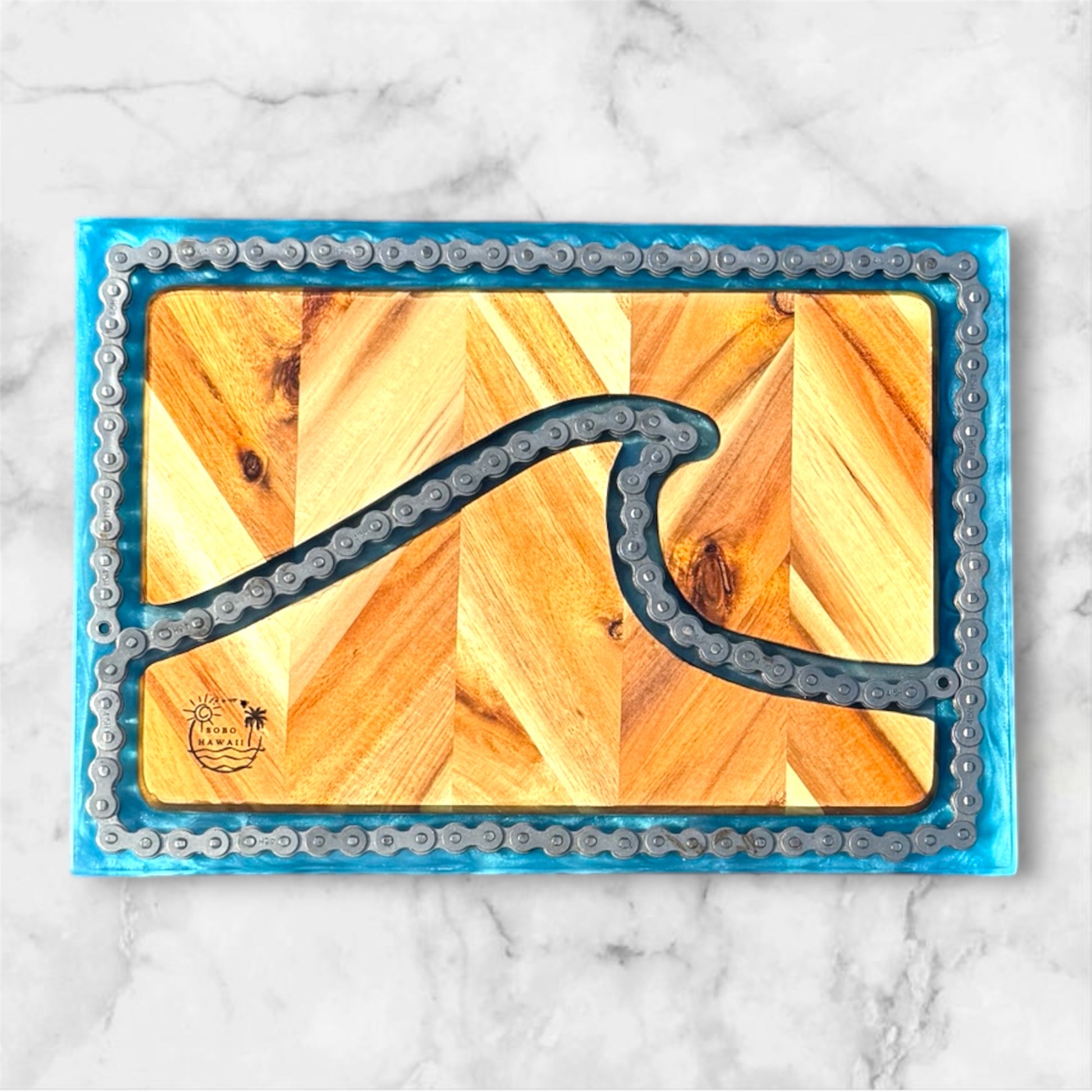 $10 RAFFLE! Bike Chain Ocean Cutting Board