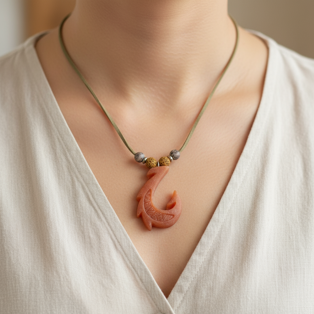 Hawaiian Hook Necklace (Dusty Orange)