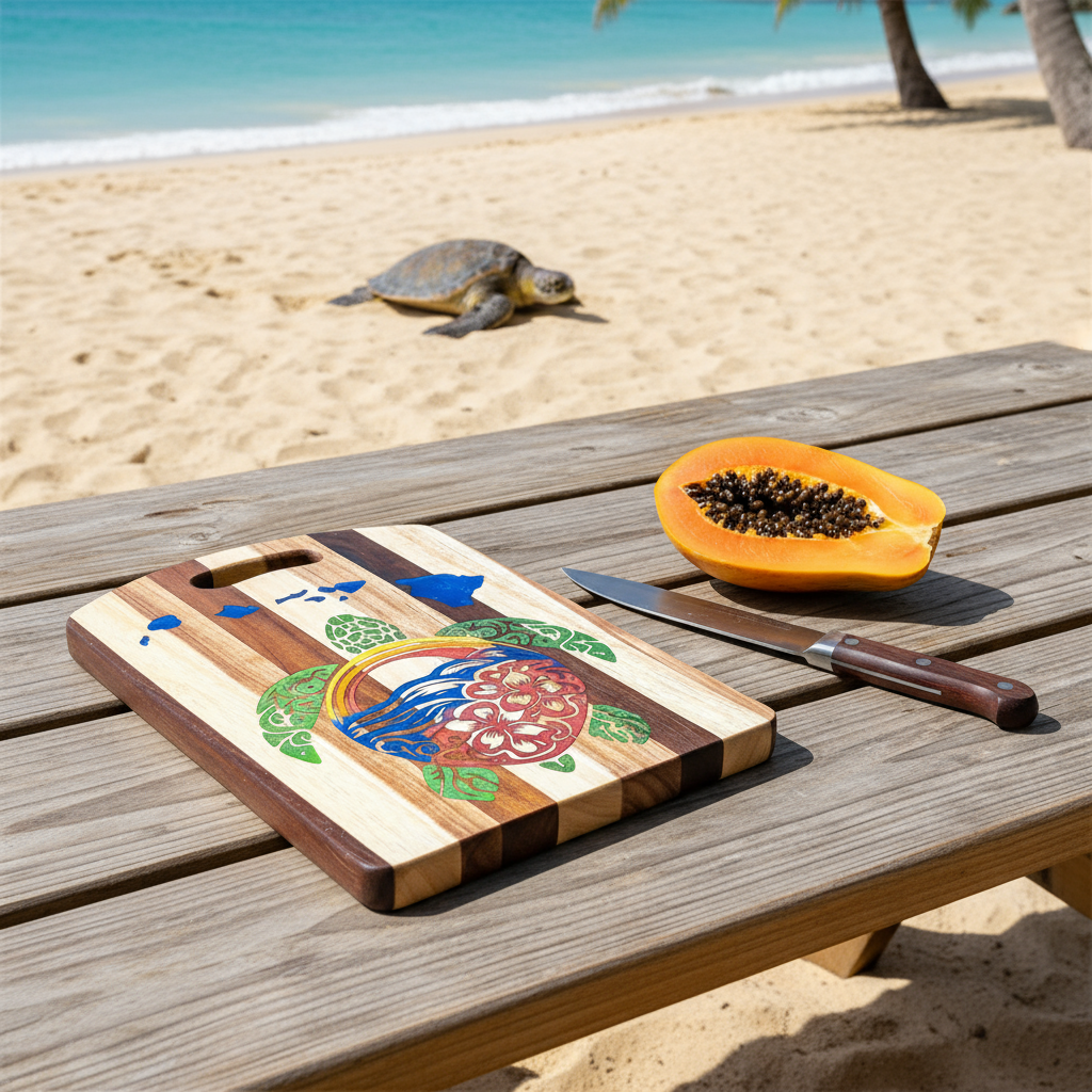 Honu (Turtle) Flower Islands Cutting Board