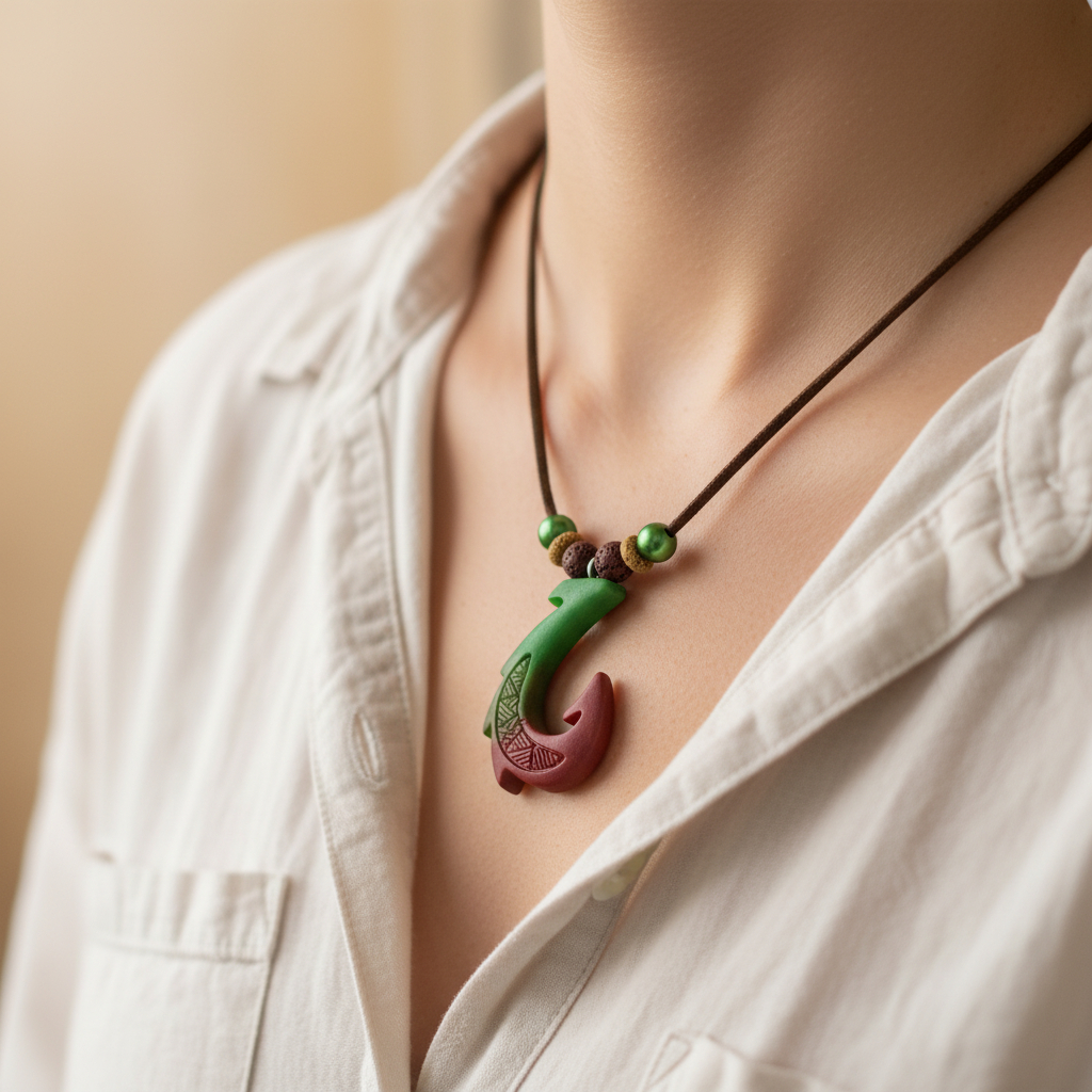 Hawaiian Hook Necklace (Green Yellow Red)