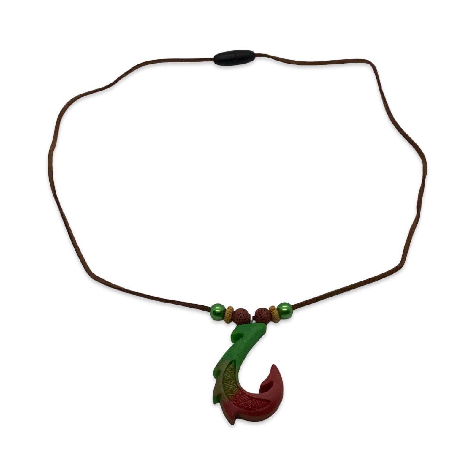 Necklace with a fish hook pendant on a white background
