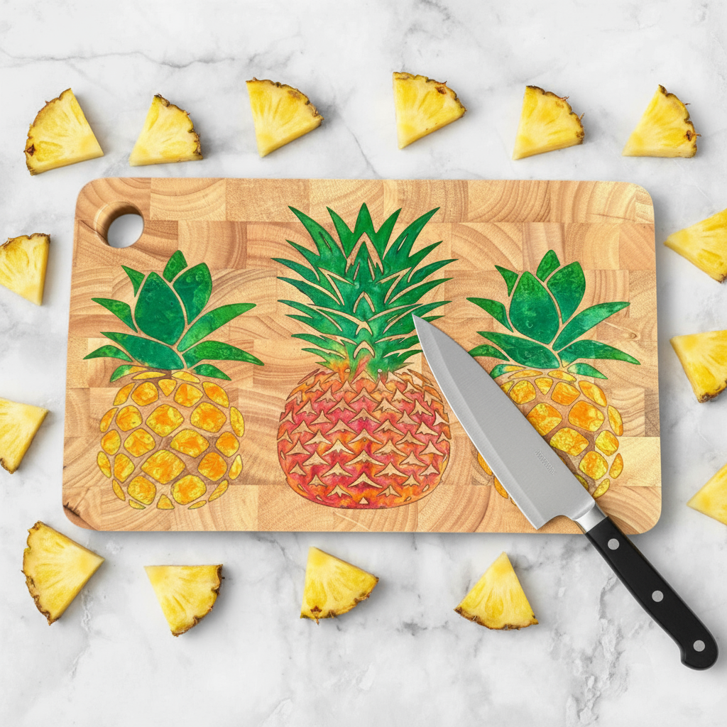 Three Pineapples Cutting Board