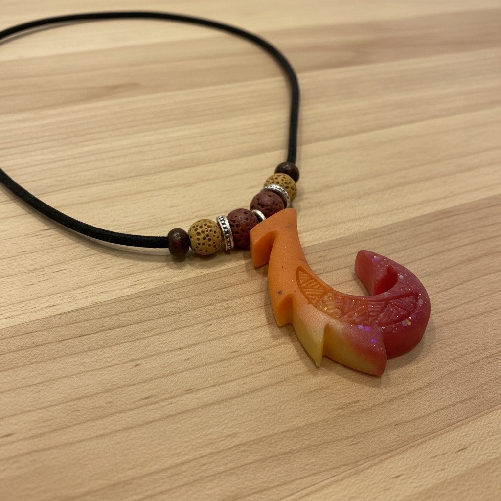 Hawaiian Hook Necklace (Orange Pink Sparkle)