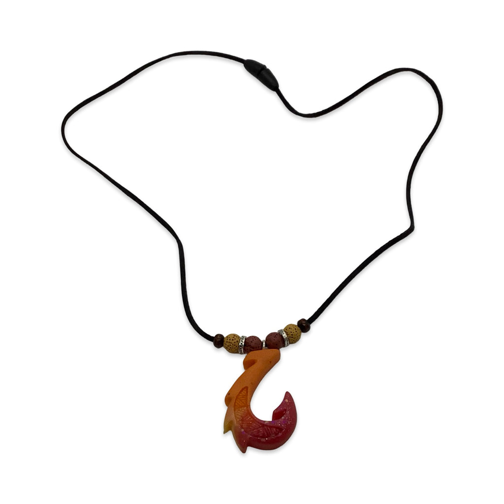 Necklace with a fish hook pendant on a white background