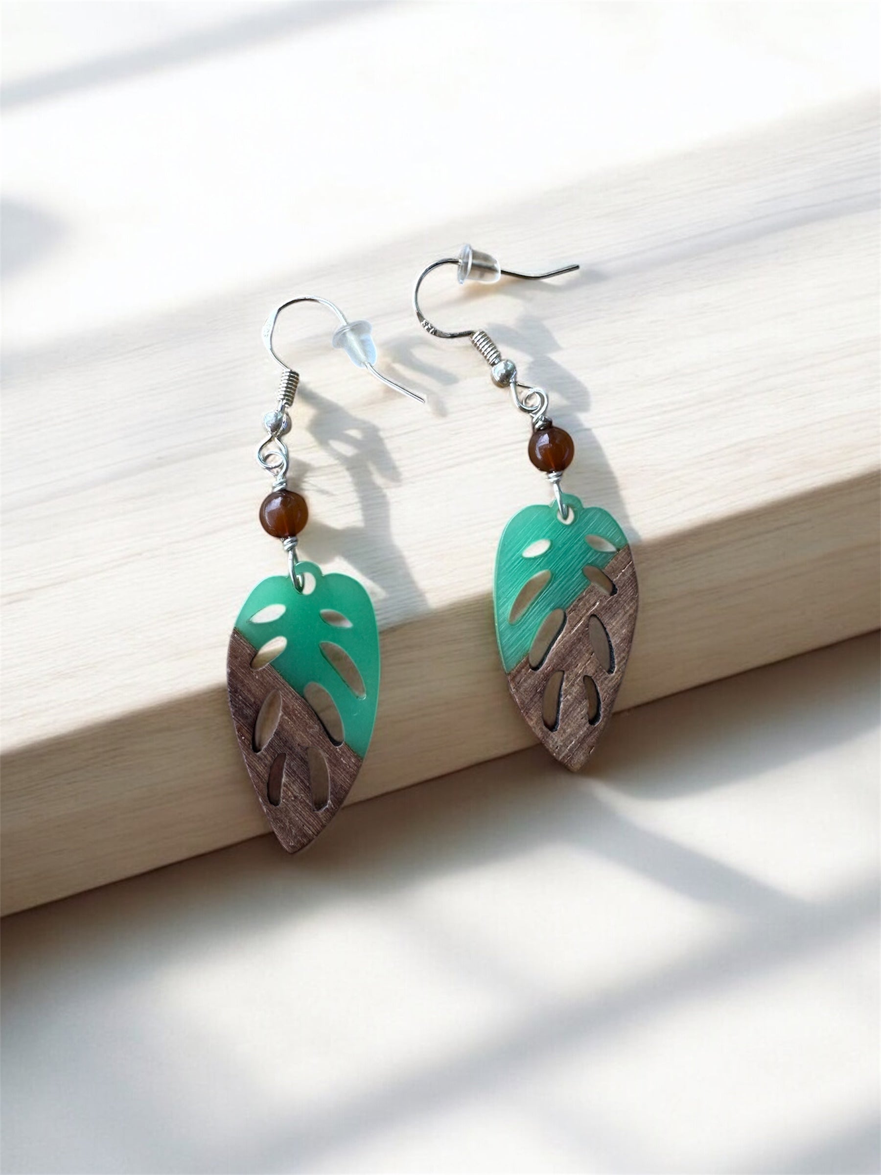 Walnut & Resin Earrings by Queen Bea Creations Maui