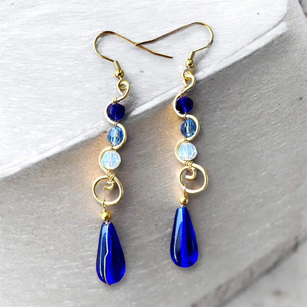 Glass Beads Dangle Earrings by Queen Bea Creations Maui