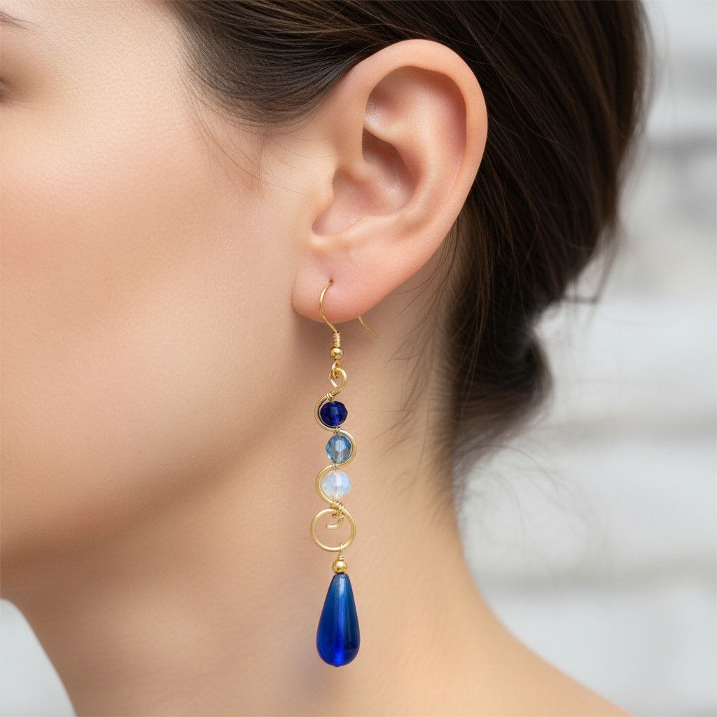 Glass Beads Dangle Earrings by Queen Bea Creations Maui