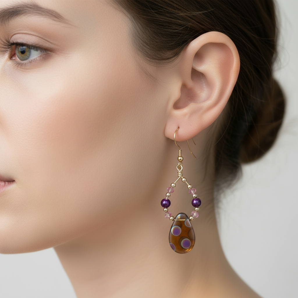 Glass Beads Earrings by Queen Bea Creations Maui