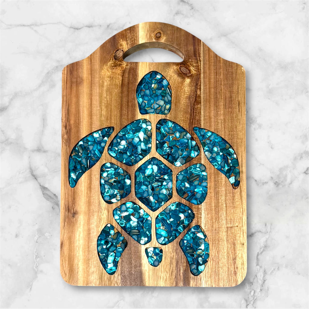 Blue Honu Abalone Shell Inlay Cutting Board