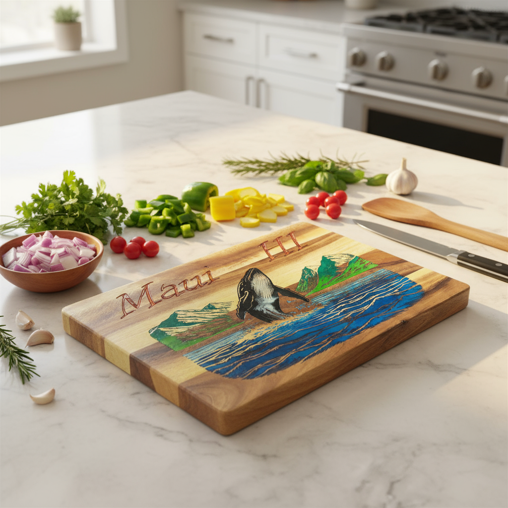 Maui Breaching Whale Cutting Board