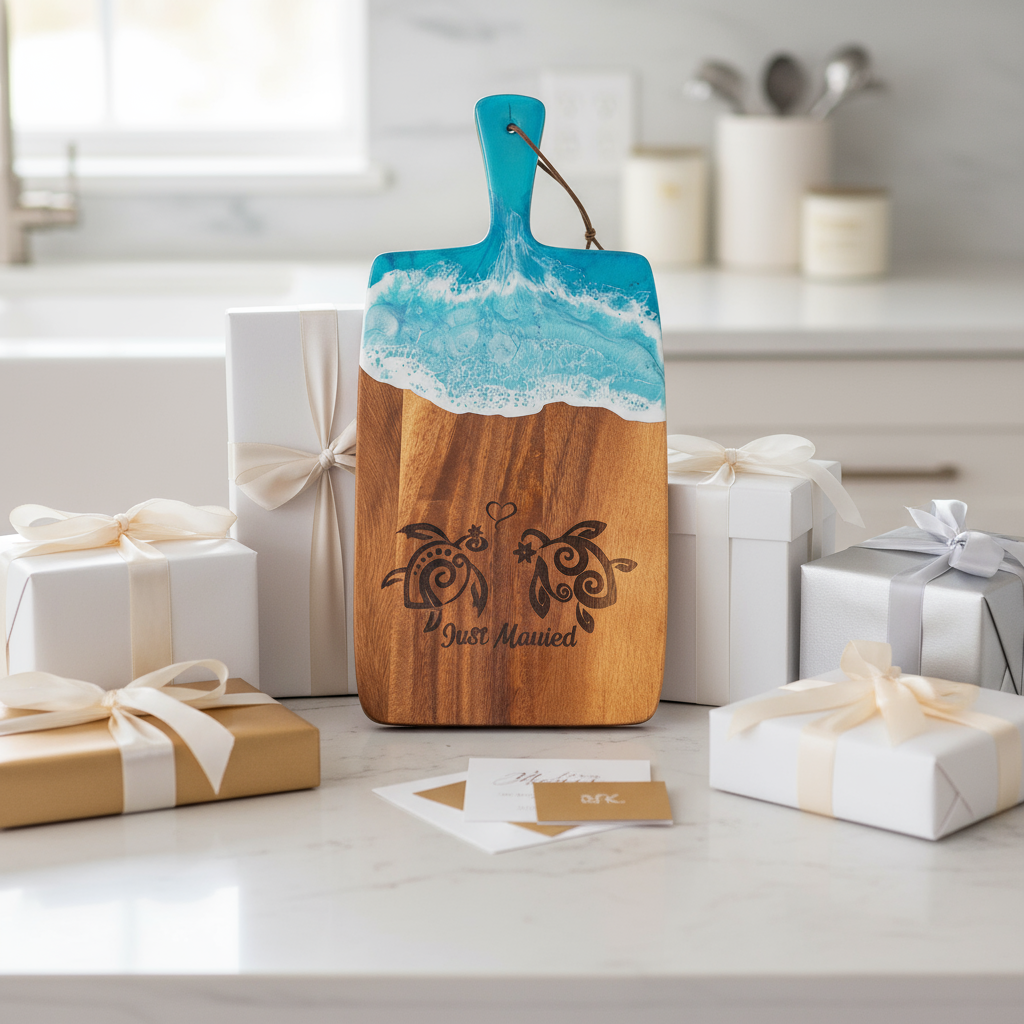 "Just Maui'd" Ocean Resin Honu Charcuterie Board