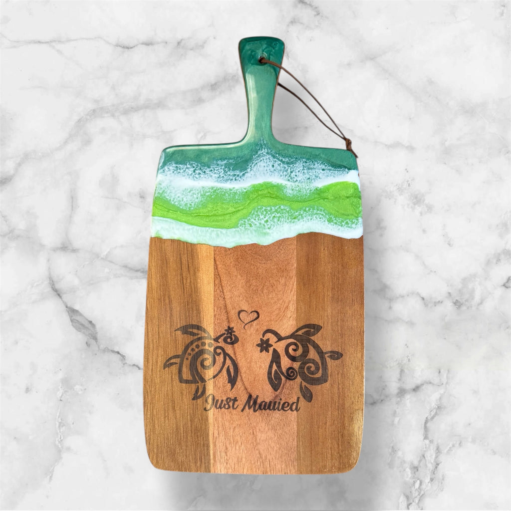 "Just Maui'd" Ocean Resin Honu Charcuterie Board