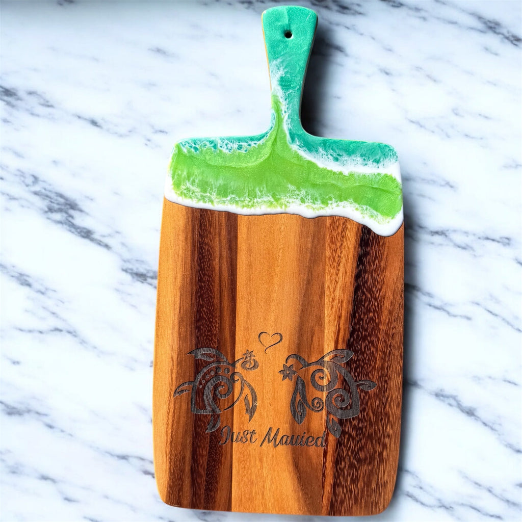 "Just Maui'd" Ocean Resin Honu Charcuterie Board