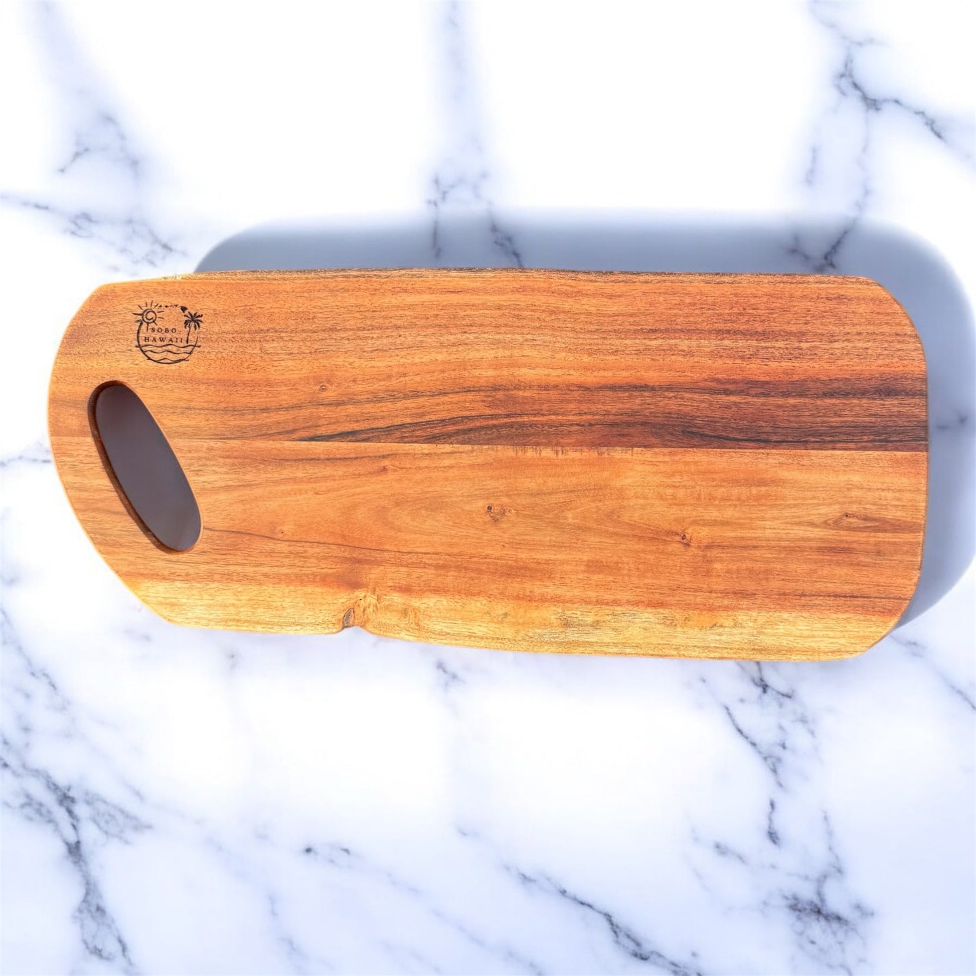 Mom and Baby Whale Hawaiian Islands Live Edge Cutting Board