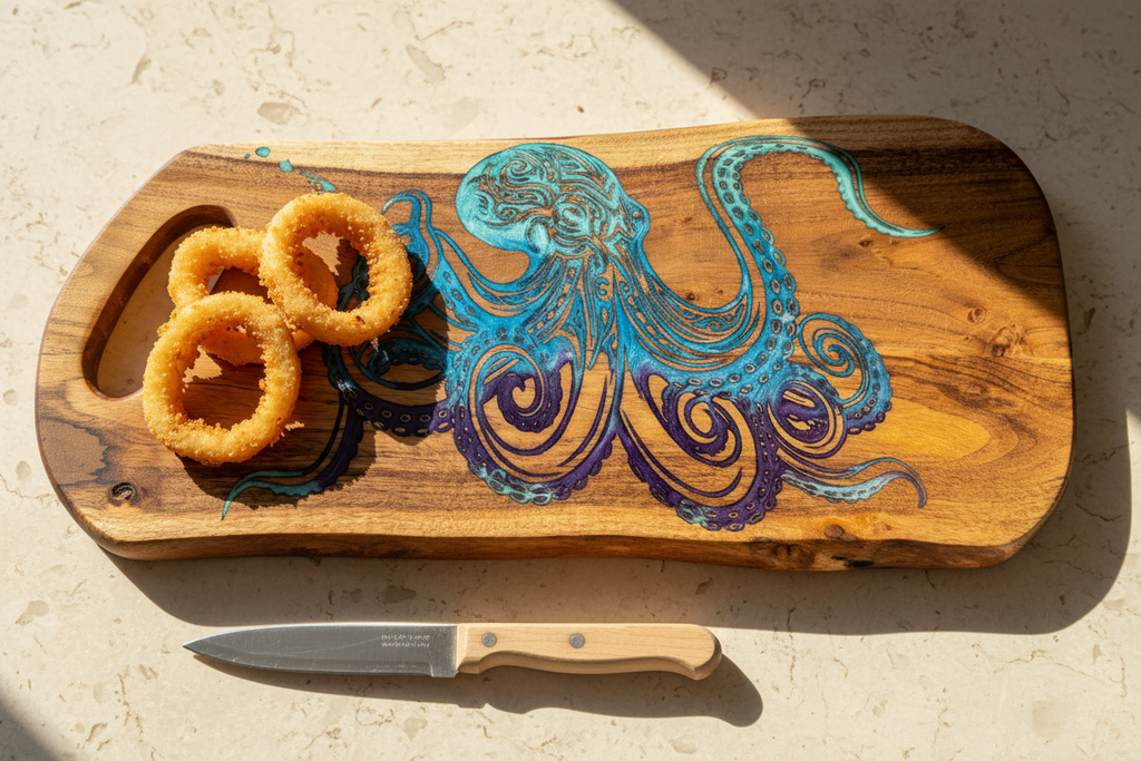 Octopus (Hawaiian He'e) Live Edge Cutting Board