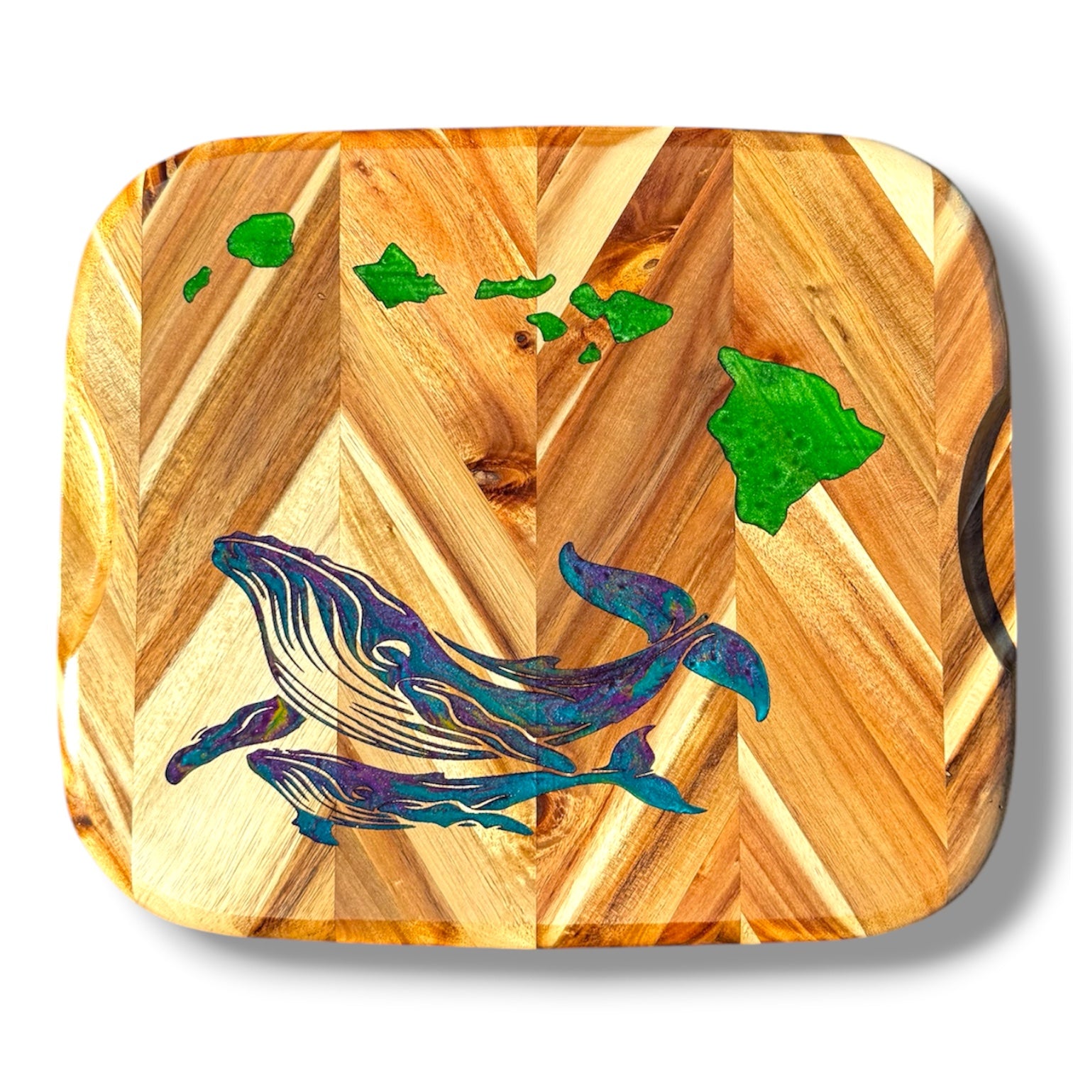Mom and Baby Whale Hawaiian Islands Square Cutting Board