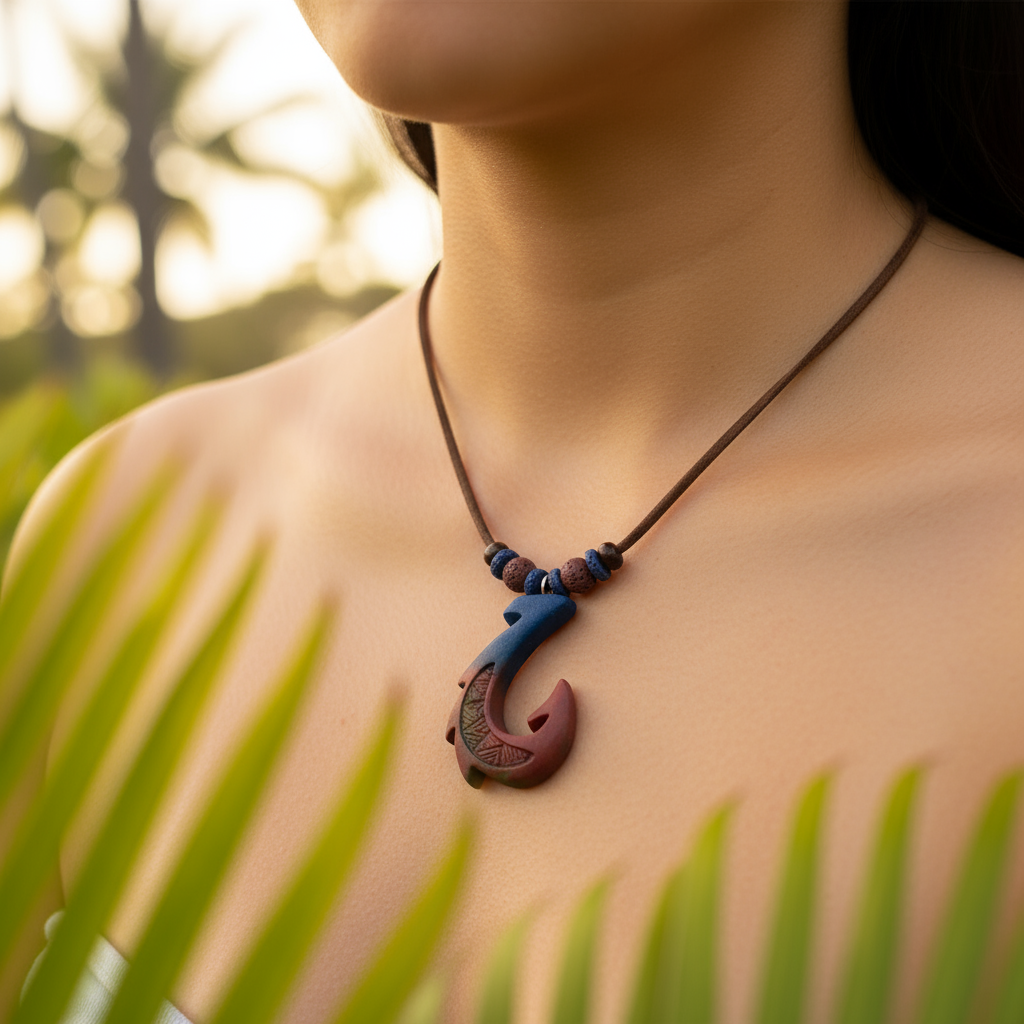 Hawaiian Hook Necklace (Red Blue and Green)