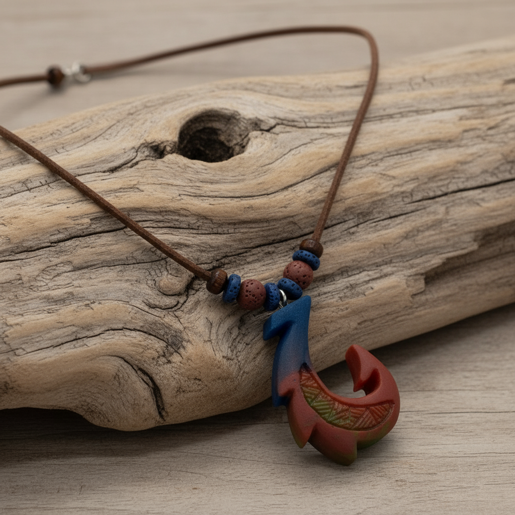 Hawaiian Hook Necklace (Red Blue and Green)