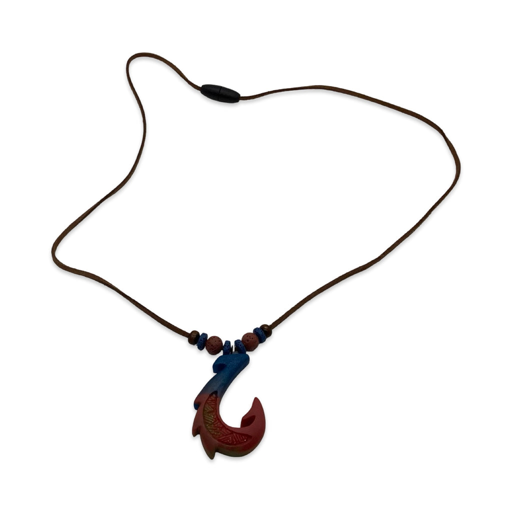 Necklace with a fish hook pendant on a white background