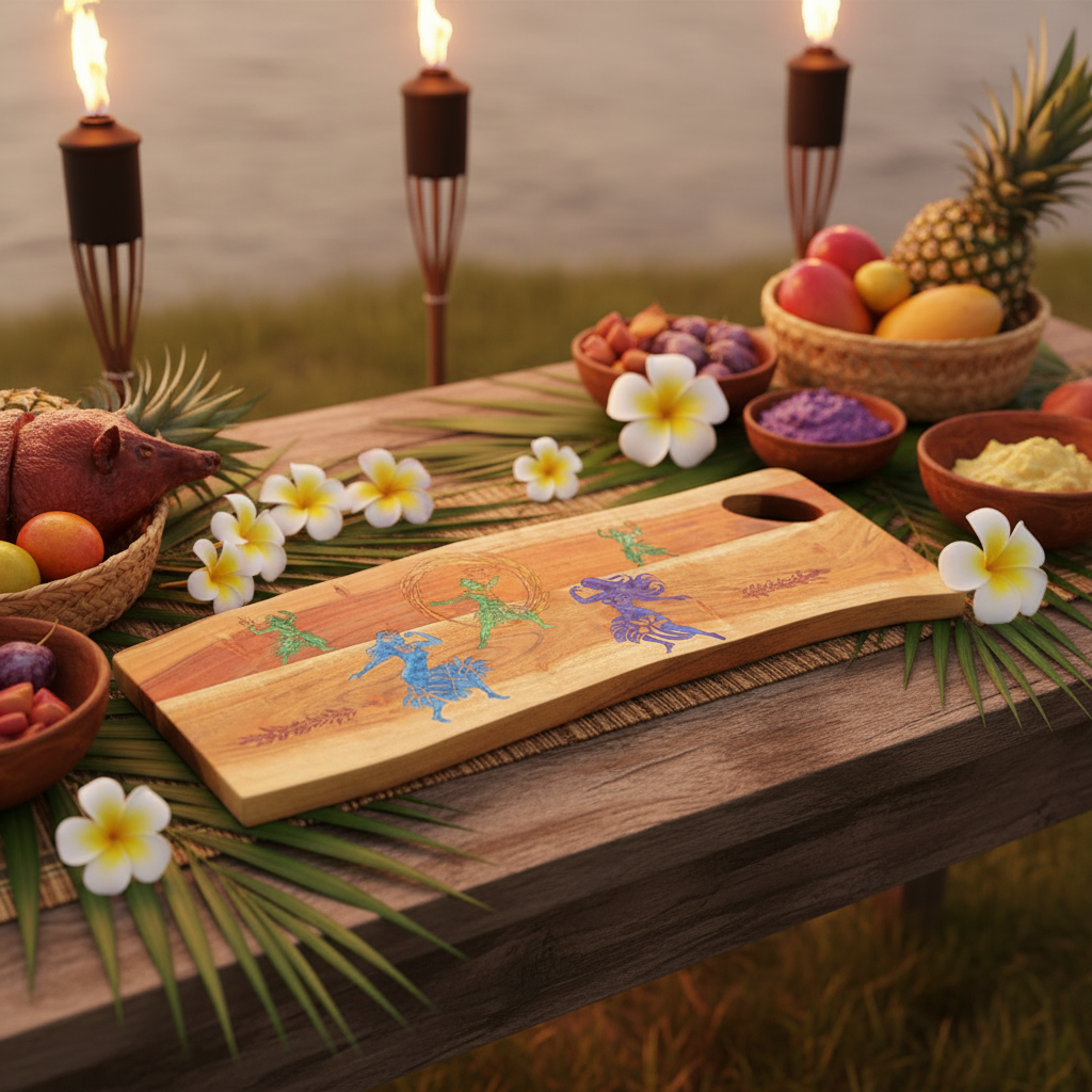 Hawaiian Fire Dancing Acacia Wood Cutting Board