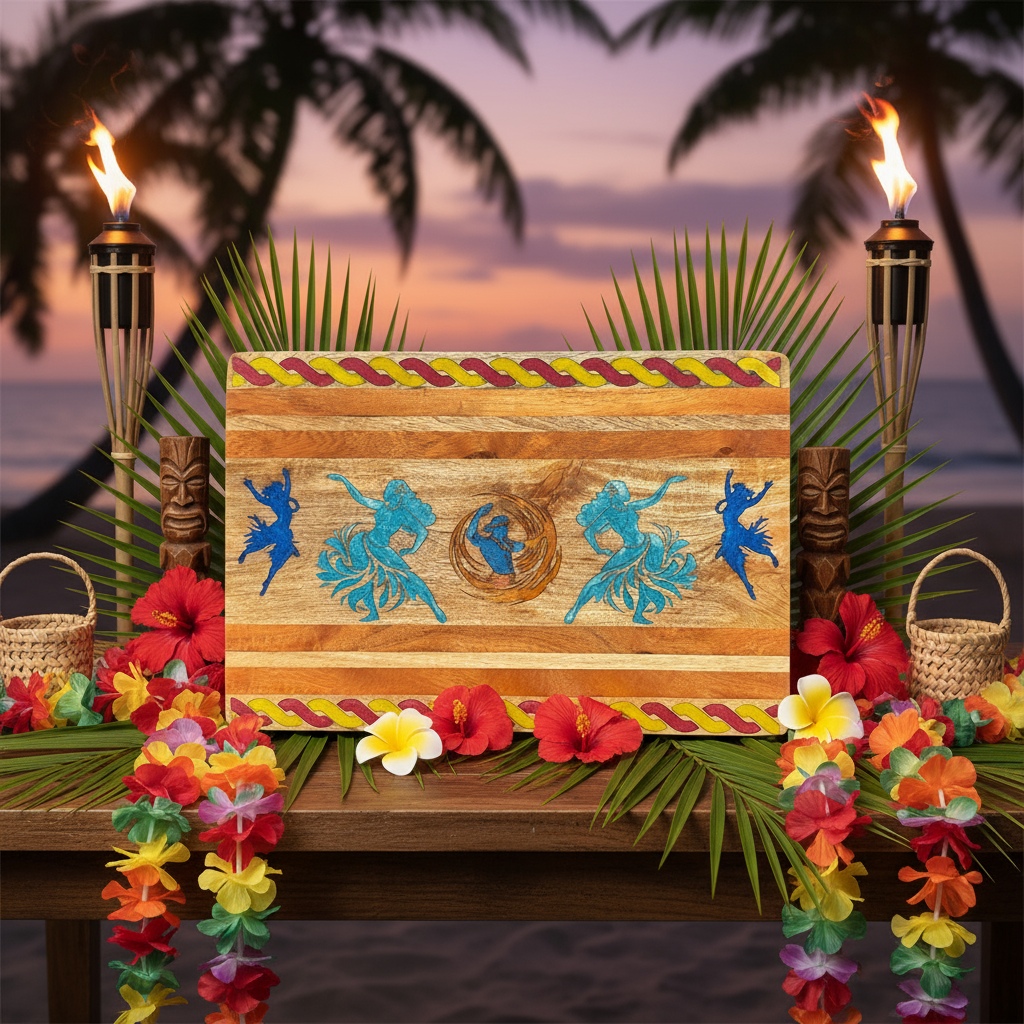 Hawaiian Fire Dancing Mango Wood Cutting Board