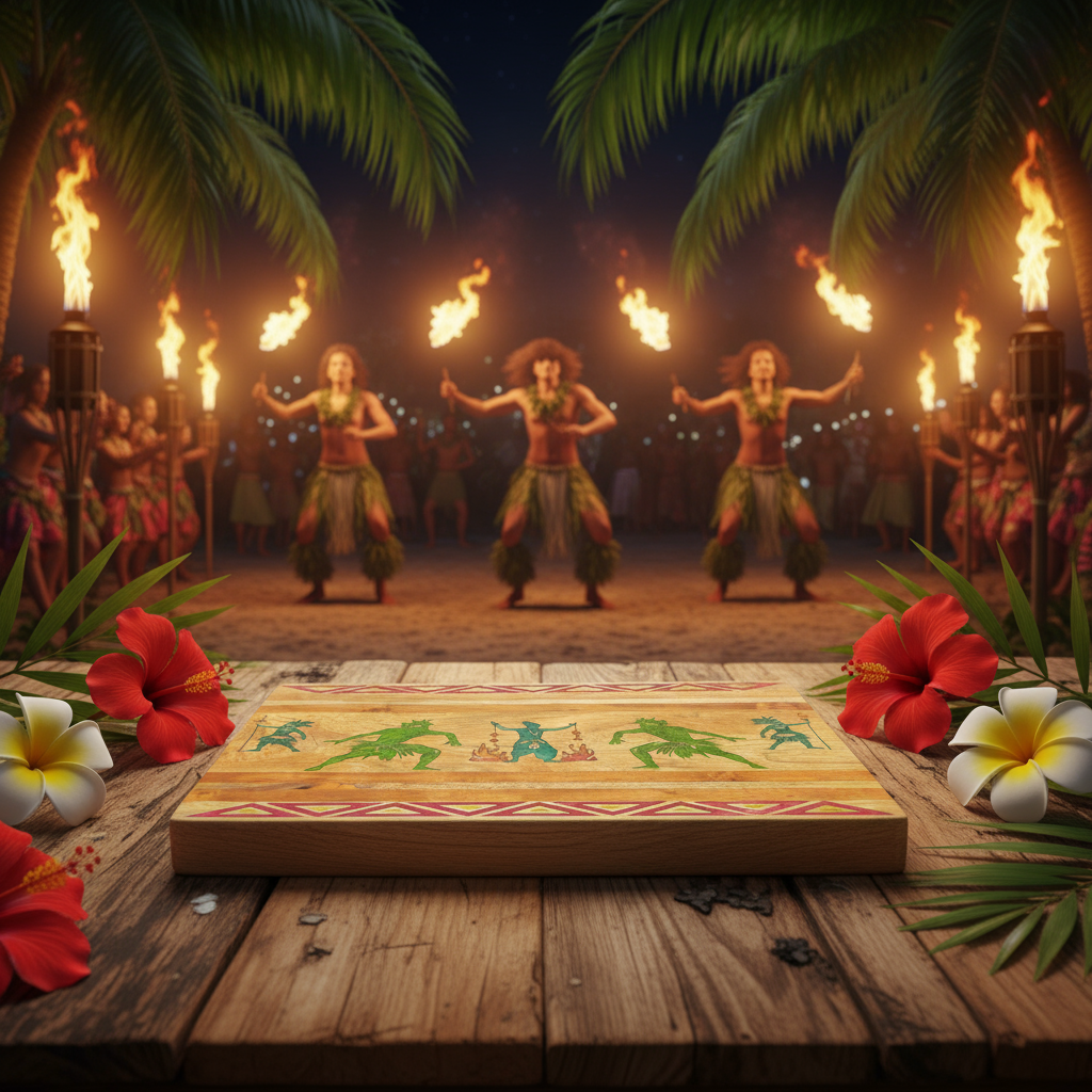 Hawaiian Fire Dancing Mango Wood Cutting Board