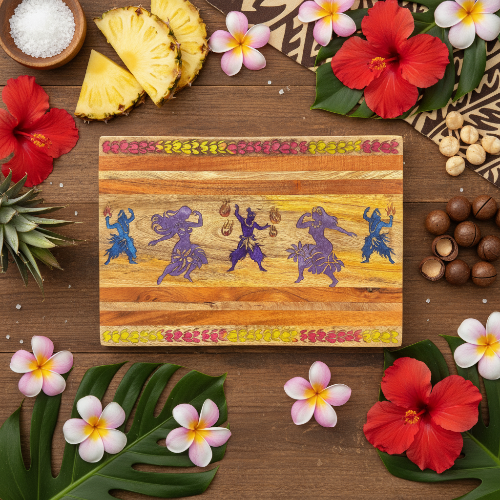 Hawaiian Fire Dancing Mango Wood Cutting Board