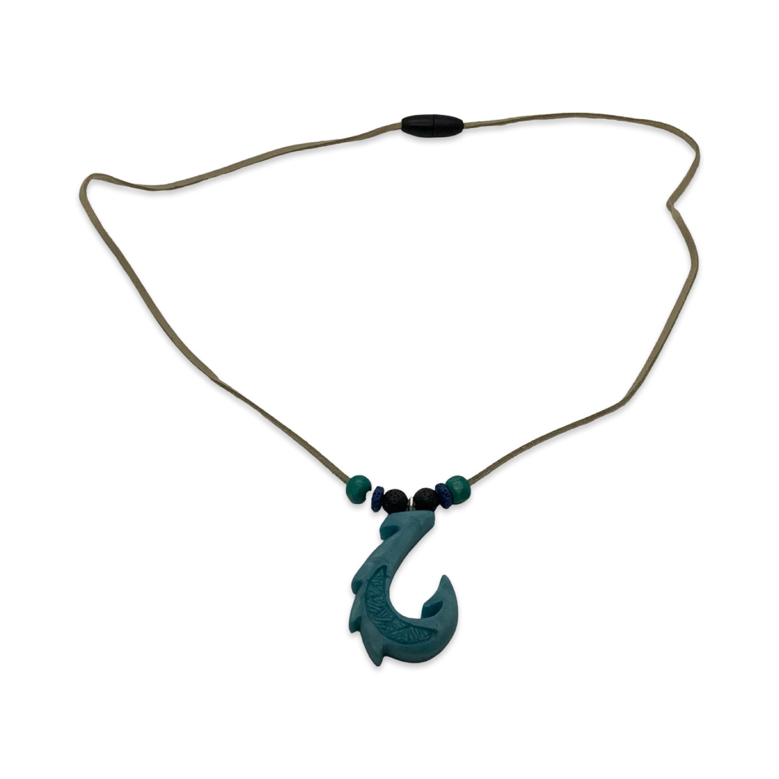 Necklace with a fish hook pendant on a white background