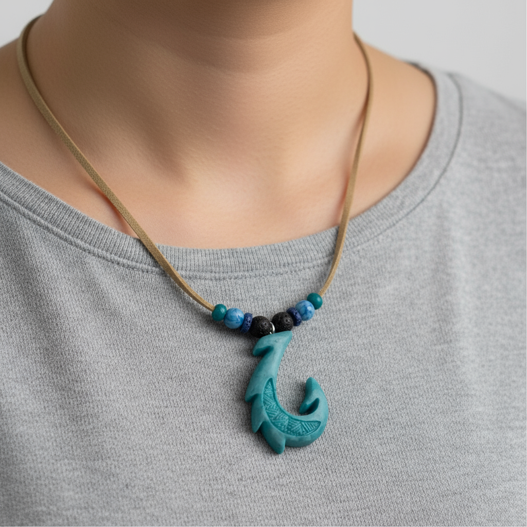 Hawaiian Hook Necklace (Sea Green & Beads)