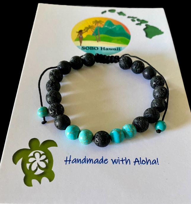 Adjustable Lava Rock & Gemstone Bracelets