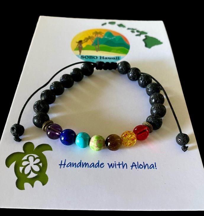 Adjustable Lava Rock & Gemstone Bracelets