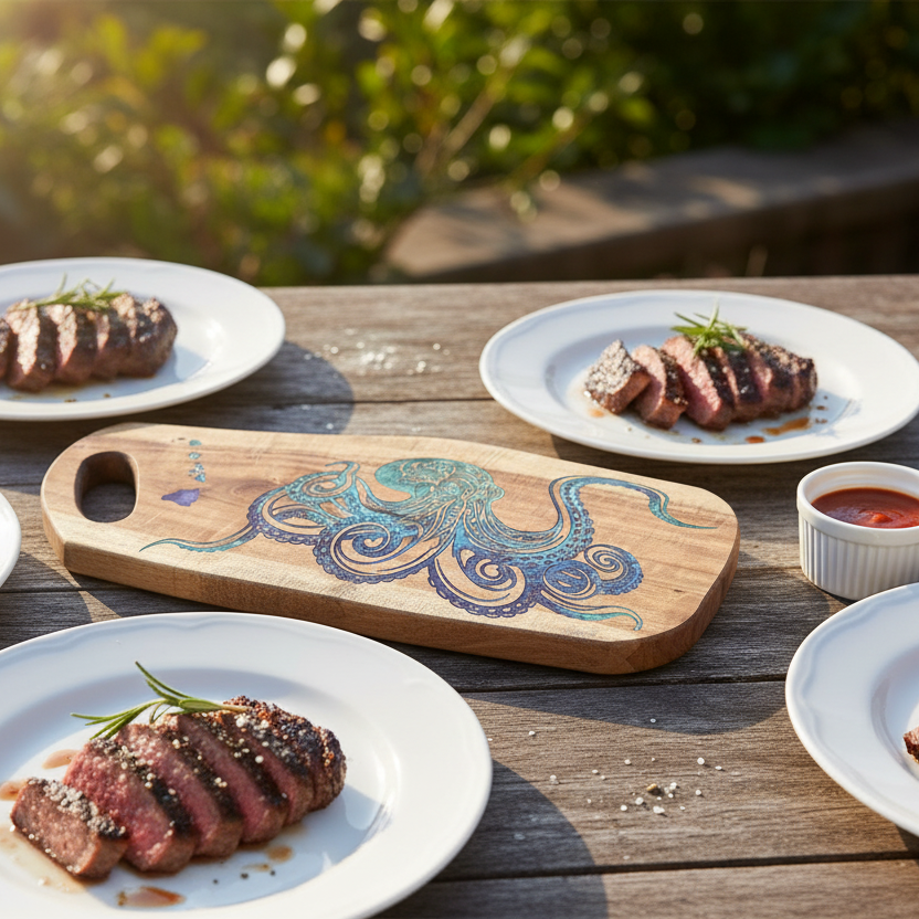 Octopus (Hawaiian He'e) Live Edge Cutting Board